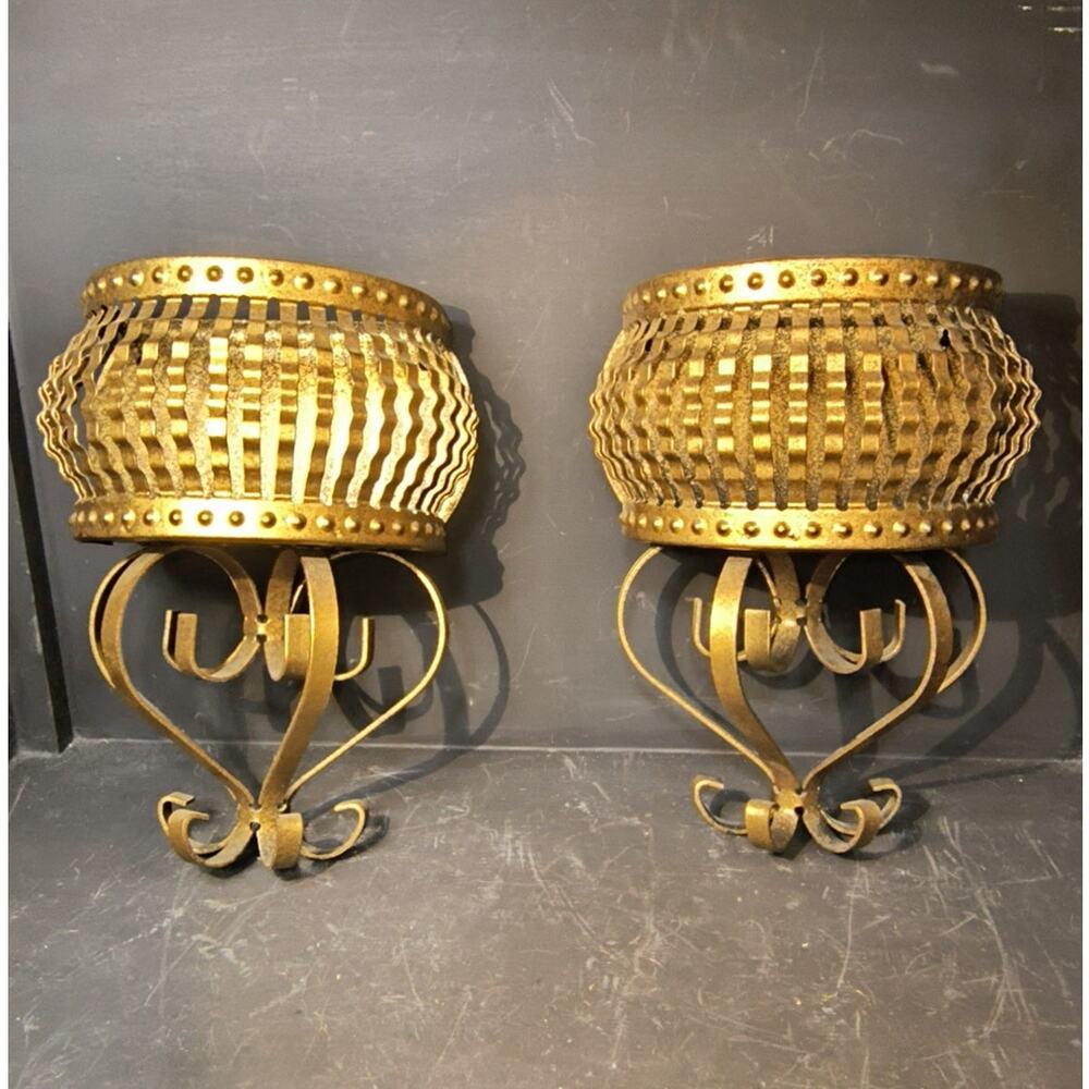 2005.  Set Metal Wall Sconces Vintage HomeCo Wall Pocket Planters Versatile